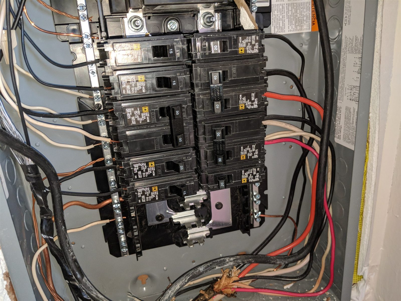 Main electric panel, cover off