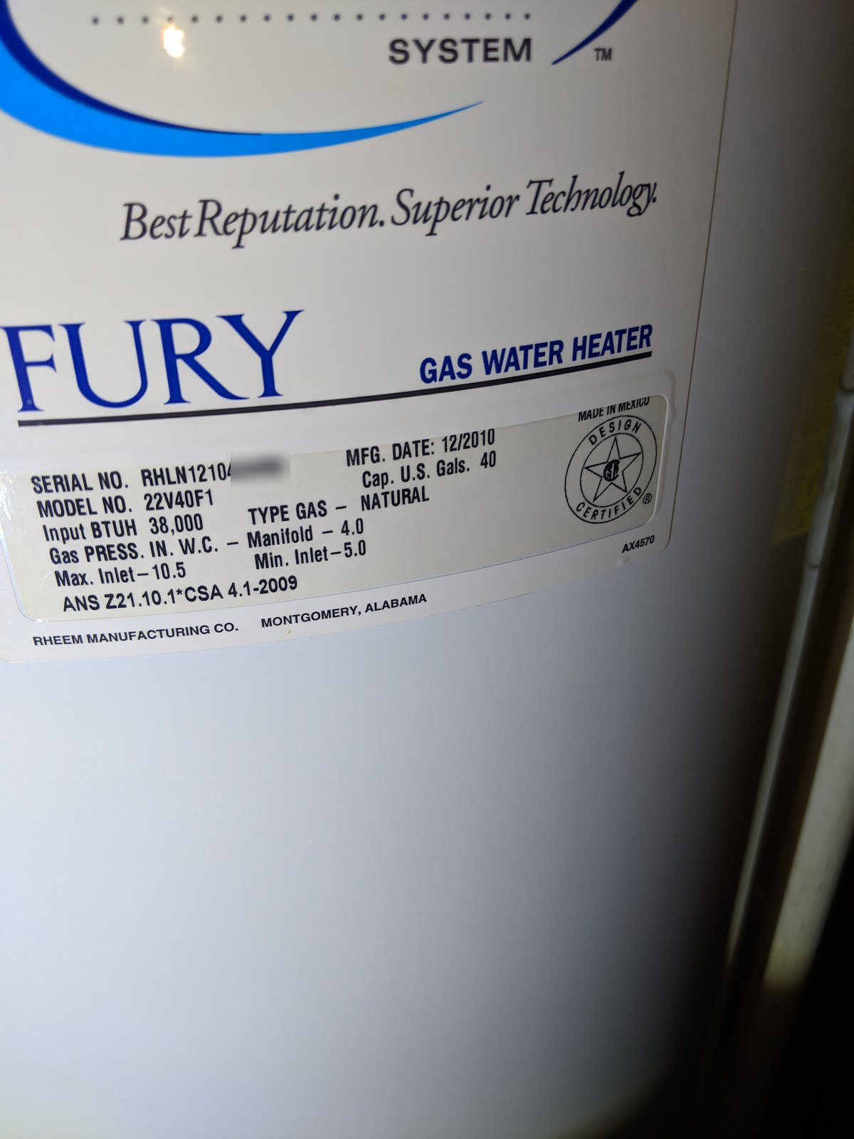 Water heater · Gas tank